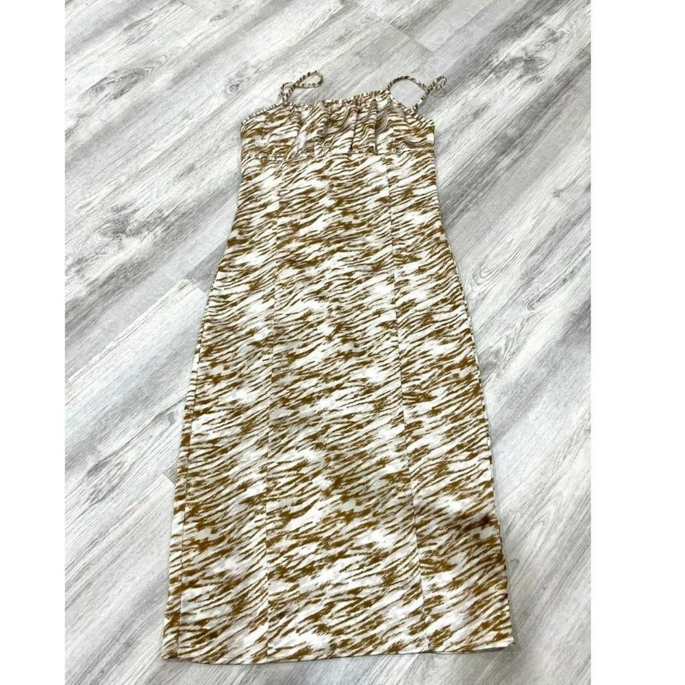 striped satin midi dress